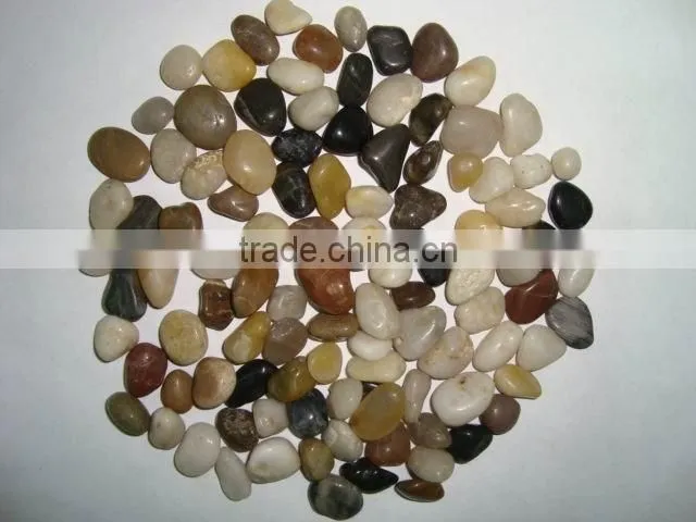 Polished black pebble stone cobbles