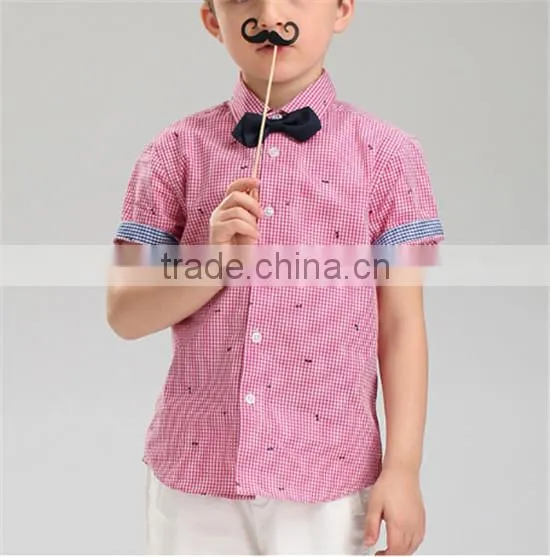 short sleeve shirts kid garment fashion formal cotten collar children bow-tie gentlemen boy shirt kid clothes