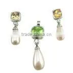 Pearl dangle earrings pearl jewelry set 925 sterling sliver rhodium plating