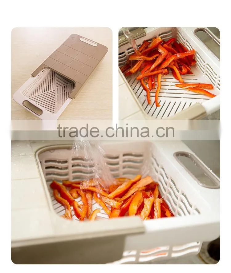 Plastic Cutting Board With Drawer Removable Foldable Antibacterial Non Slip Chopp Board