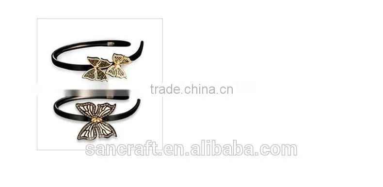 Latest fashion jewelry hair band clasp crystal black butterfly hair jewelry