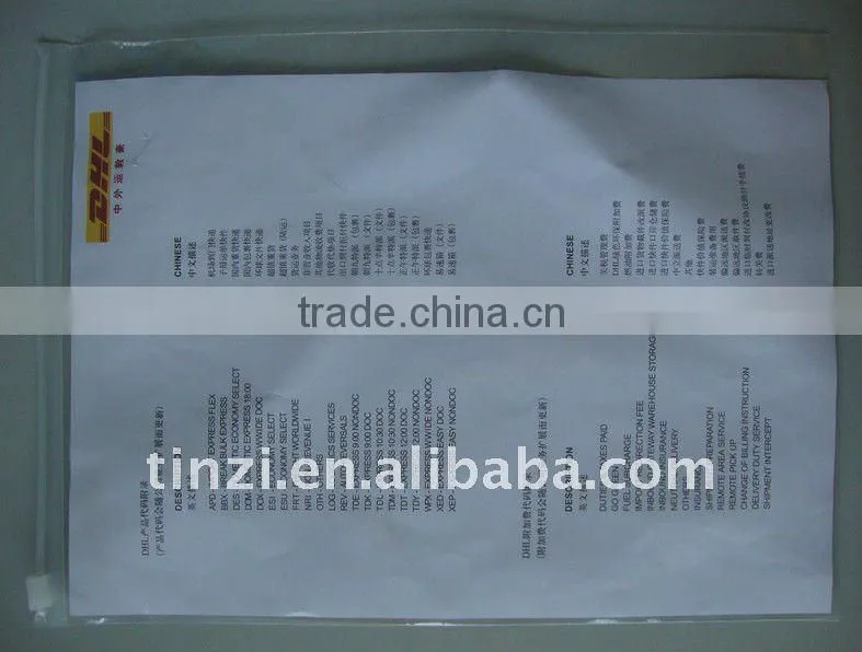 Clear PE zipper bag