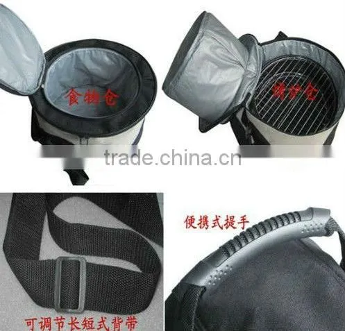 Portable BBQ grill with cooler bag