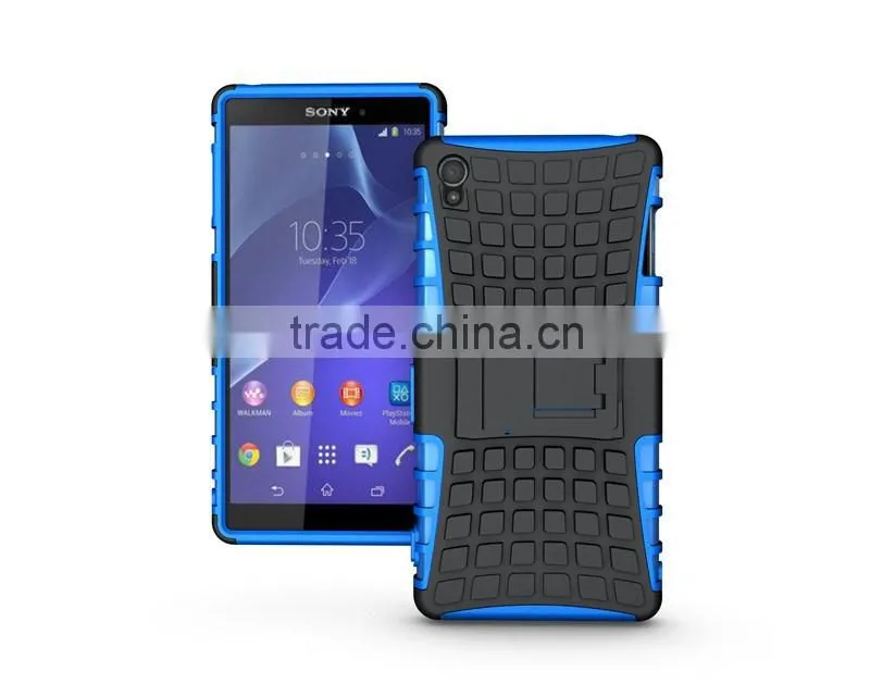 Dual Layer Tough Rugged Kickstand Hybrid Heavy Duty Armor Shockproof Case For Sony Z3
