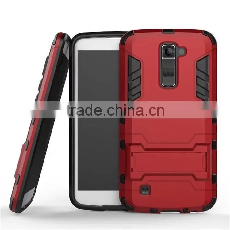 2 in 1 Tough Iron Man Armor Case Cover For LG K10 With Kickstand Case