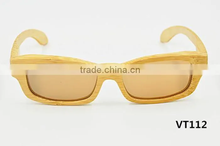 2016 round square retro UV400 color lens design bamboo wooden polarized sunglasses quality