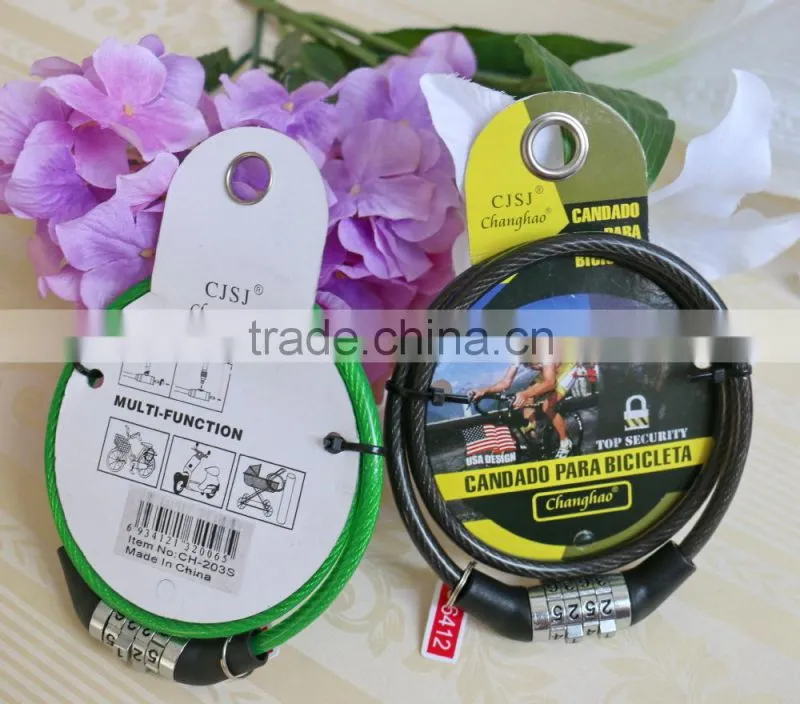 outdoor security product 4-digital combination bike cable lock factory