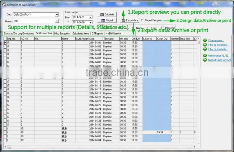 TCP/IP Software Biometric Fingerprint Reader UA400 ZKetco Time Attendance TX628