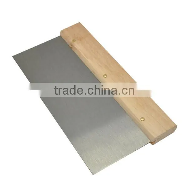 120mmSquare Scrapre with wooden handle, carbon steel normal polished blade
