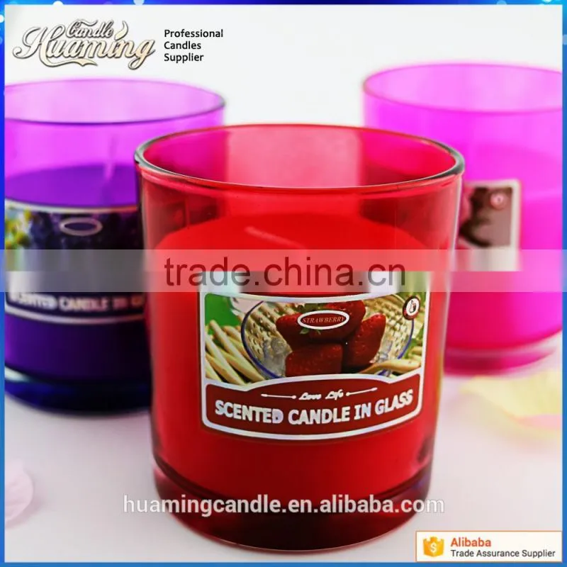 wholesale eco-friendly scented glass jar soy candles with various colors
