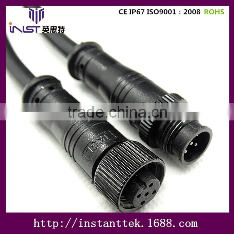 INST M12 90 degree 3pin waterproof connector
