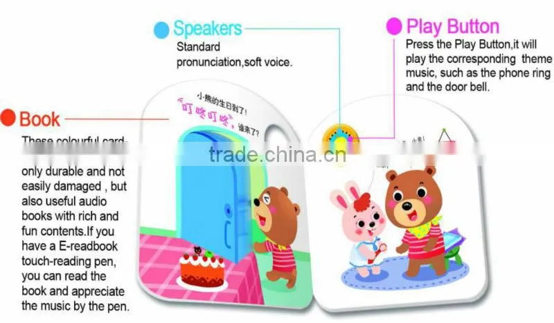 Latest new design with high quanlity electronic button sound book for children easy magic book