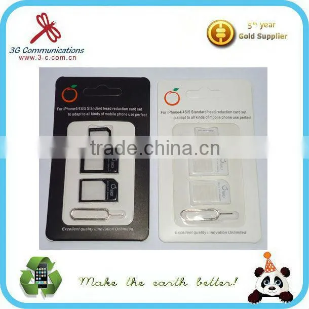 3 in1 Nano/Micro to Micro/Standard SIM Card Adapter Tray For iPhone 5 5G 4S 4