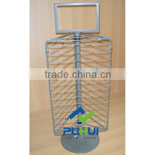 metal wire 3 sides rotating counter rack with good design