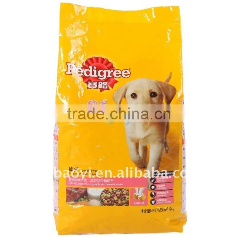 LDPE/VMPET/PET laminated plastic packaging bag for 10kg pet food alibaba China