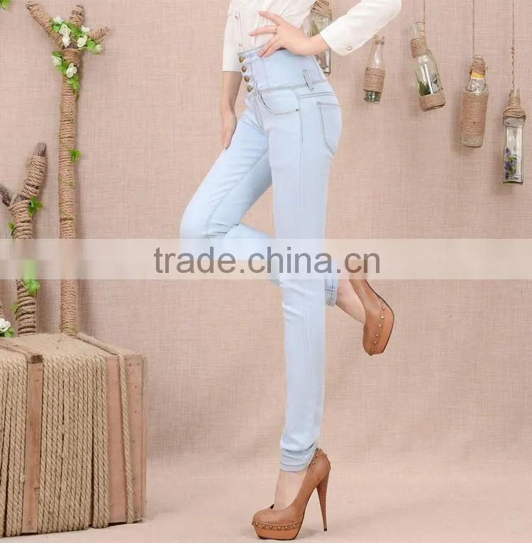 Hot-selling elegant autumn high quality garment factory denim trousers