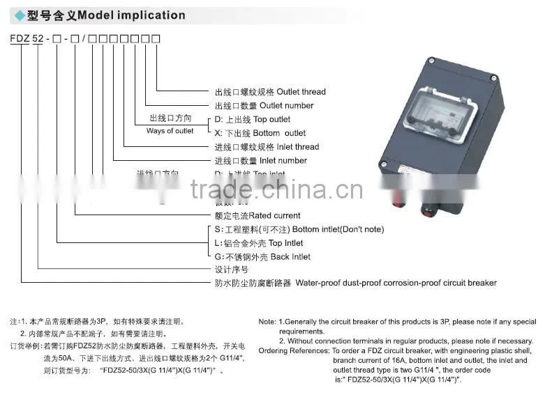 FDZ52 engineering plastic tri-proof circuit breaker corrosion proof junction box