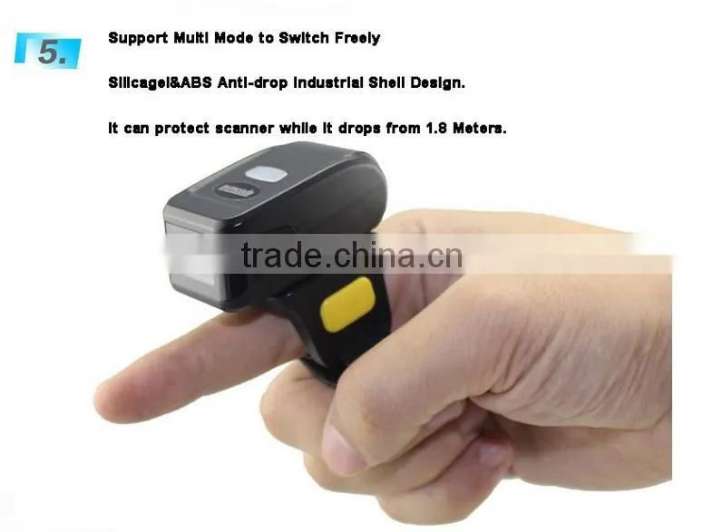 1D Bluetooth Portable Wearable Ring Barcode Scanner BR30 Mini Scanner