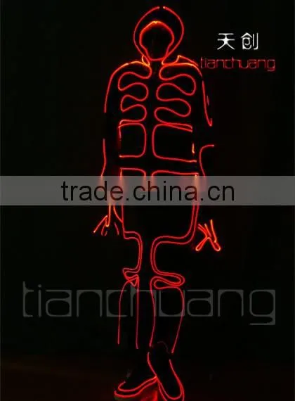 2016 Hot sale LED Light up fiber optic tron dance jumpsuits