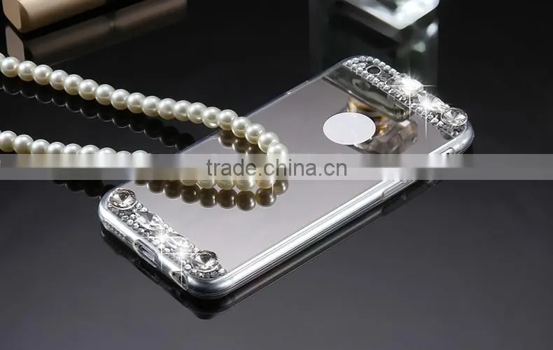 Mirror case for iphoen 6 6 plus 5s Luxury Gold Bling Diamond Soft TPU Case Ultra Slim Phone Back Cover
