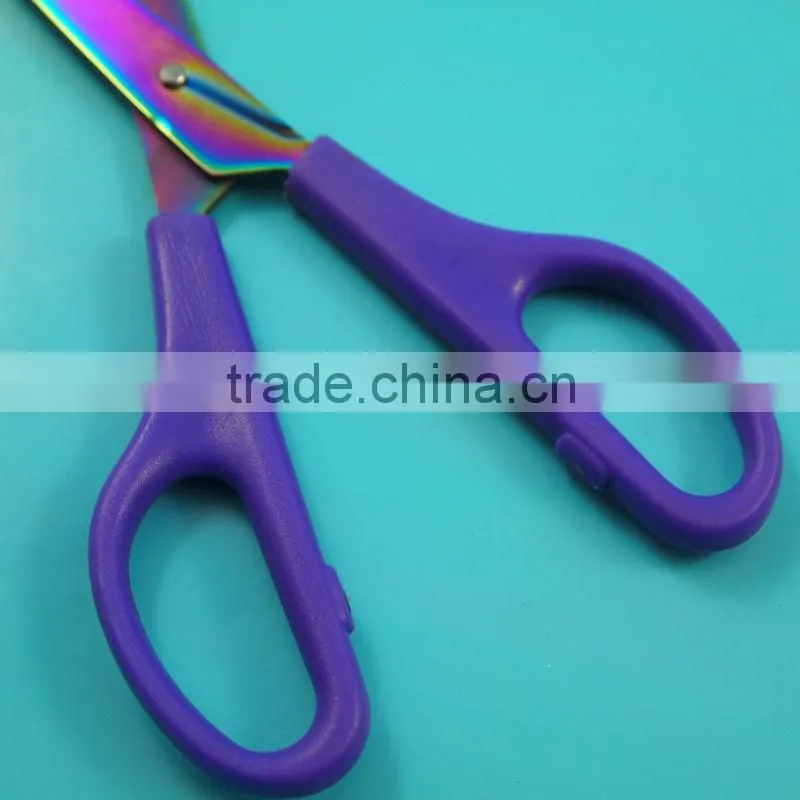 Colored plated plastic handle kitchen scissor