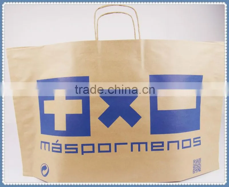 2016 New design brown kraft paper bag with cheaper price with twisted patch handle