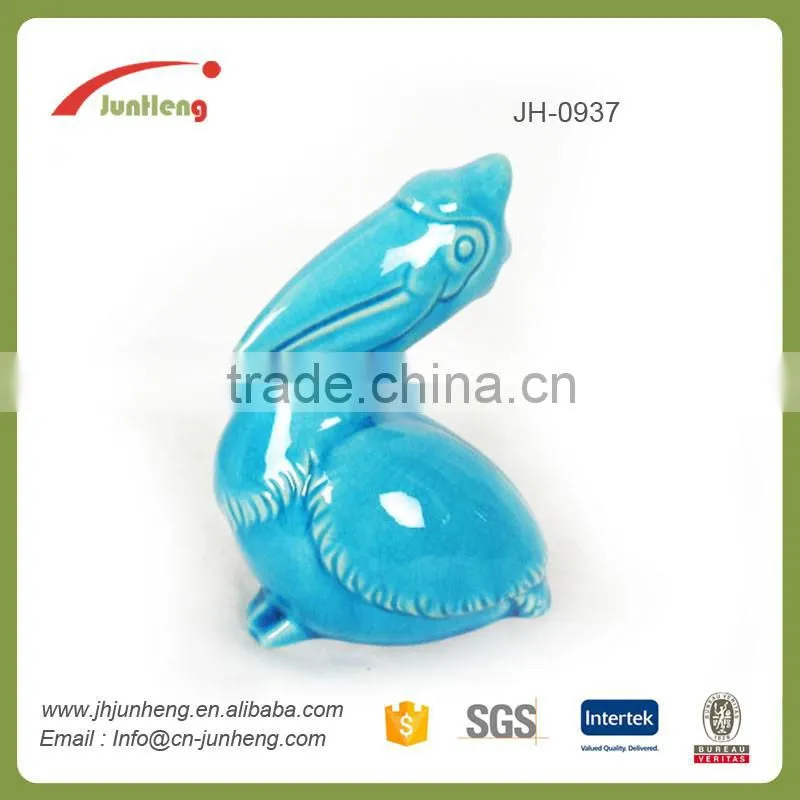 home decor glazing blue ceramic garden decor flamingo, flamingo statue