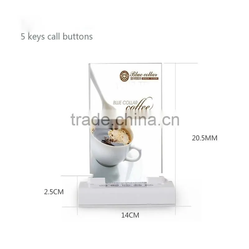 2015 New model restaurant service table calling system waiter call button Popular & Waterproof Wireless Waiter Call Button