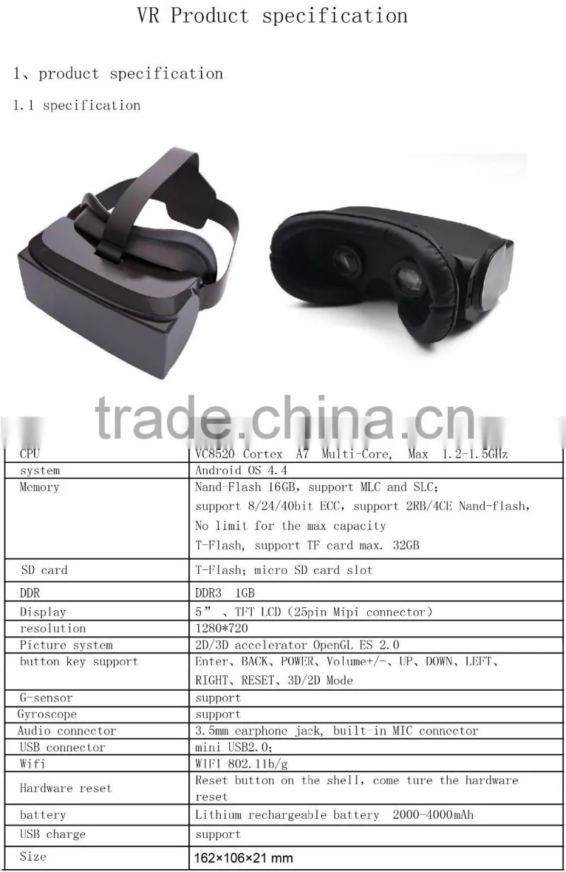 2016 HD VR BOX 2.0 Virtual Reality Glasses 3D VR Headsets Helmet with Bluetooth Remote Controller