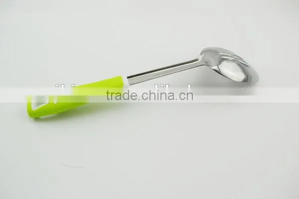 stainless steel type with plastic handle food grade safe kitchen tool cooking spoon
