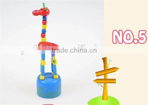 Pop-up giraffe wooden puppet Push finger toy