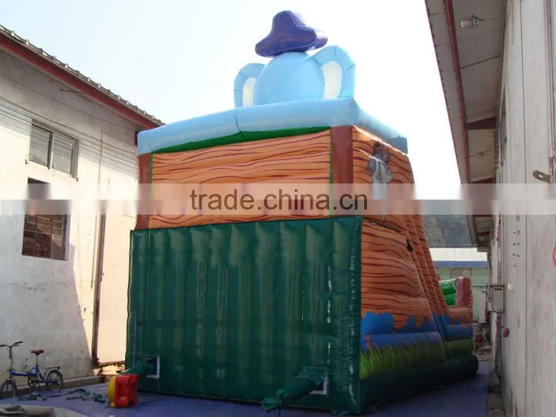 small indoor inflatable Jungle animal jumping dry slide, Air bounce inflatable slide