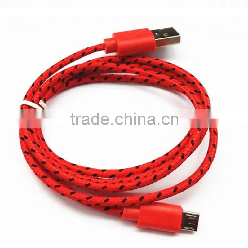 fabric braided Micro USB cable data sync and charger cable for SAMSUNG HTC Android phones