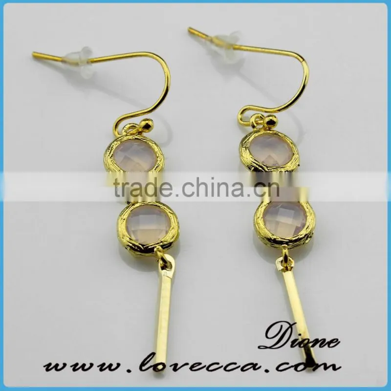 9x39mm Raw Brass Green Faceted Vogue Jewelry Earrings