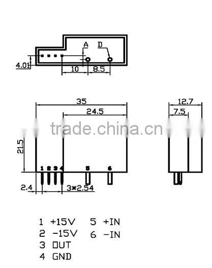 industrial 20mA output integrated linear Hall effect DC AC pulse current sensor / transducer, RCB46B-50 (Ipn=50A)