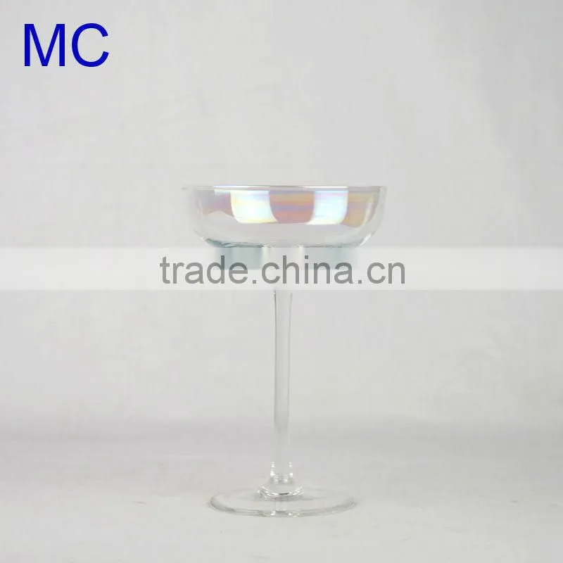 Handmade rainbow colored champagne saucer