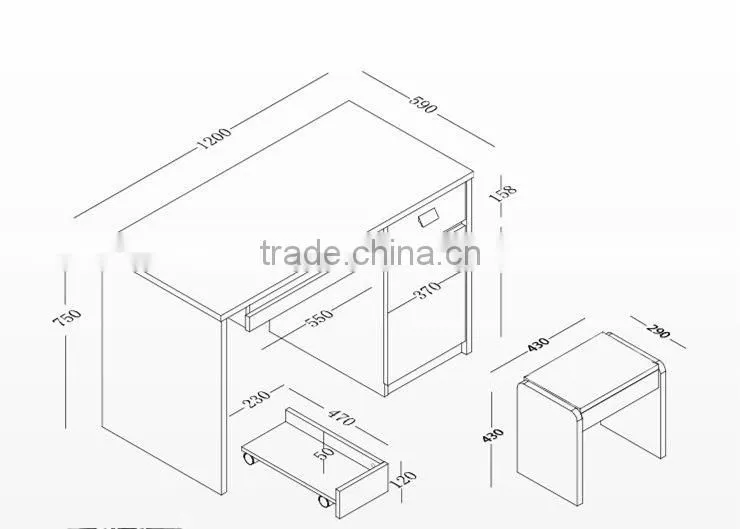 Chinese New style wood grain computer desk for home furniture