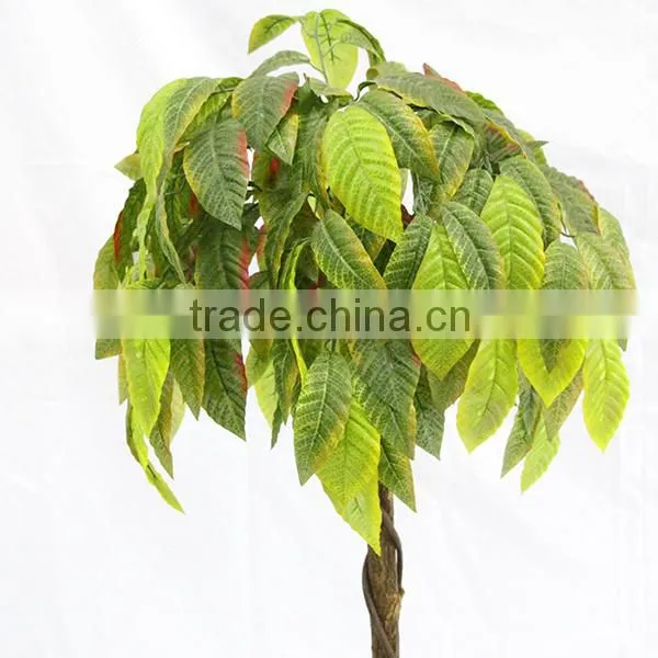 cheap artificial decorative green luck leaves plant tree wood trunk