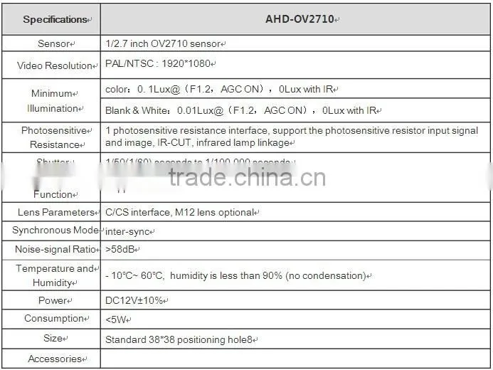 SECURITY CAMERA CHIPSET AHD-OV27101080P HD Analog Video Camera Module MODULE with 1/2.7 inch OV2710 sensor