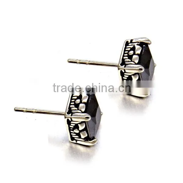 square with black restone earrings stainless steel hot sell earrings