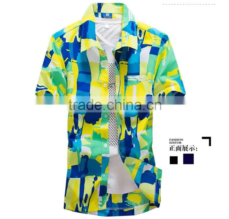 Hawaii flower Coconut sailing pattern short/long-sleeve beach party Shirt menwear Soft cotton wholesale vocation