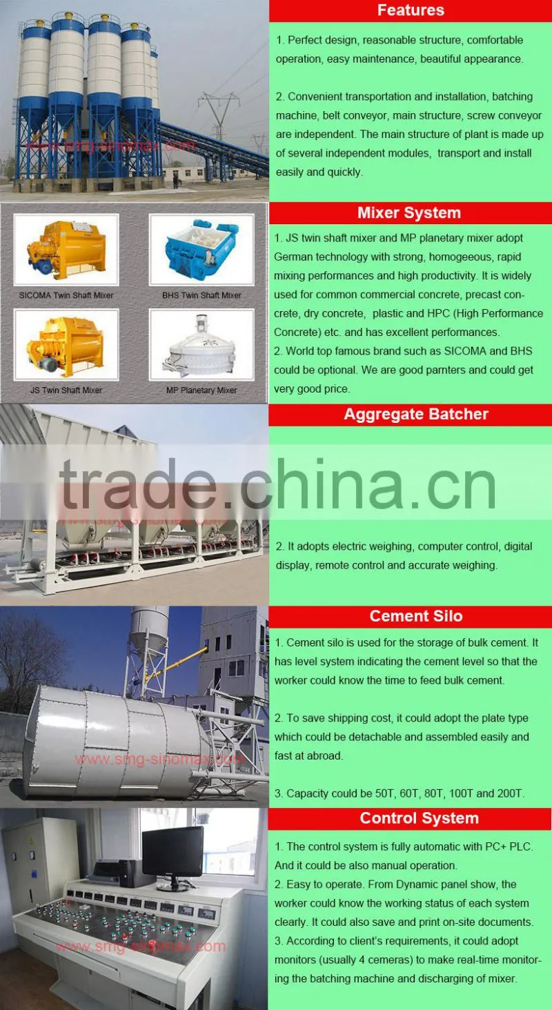35m3/h HZS35 Lifting Hopper Stationary Ready Mix Concrete Batching Plant for sale made in China
