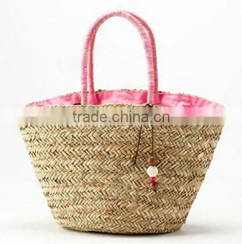 Handmade PP straw shopping bag fashion straw woven basket
