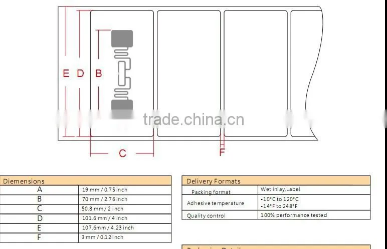 printable PET uhf Printable EPC CLASS1 GEN2 Alien Chip 860~961 MHZ RFID Smart Label for aviation