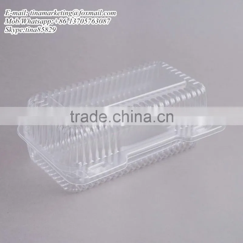 Durable Packaging Deep Clear Hinged Plastic Container, BOPS Clamshell Food Take Away Box for Cake, Hotdog