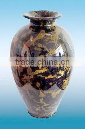 NATURAL BLACK AND GOLD MARBLE FLOWER VASES