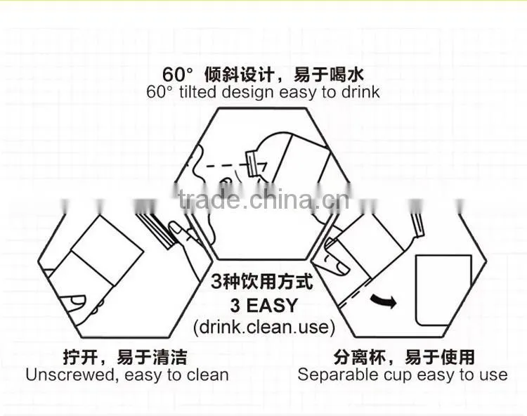 Easy drink Sports Portable plastic Corn Capsule bottle with Cup / environmental protection cup/plastic water Korea