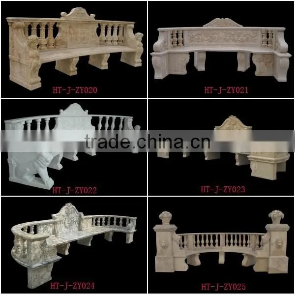 Outdoor Garden Natural Yellow Marble Stone Park Bench