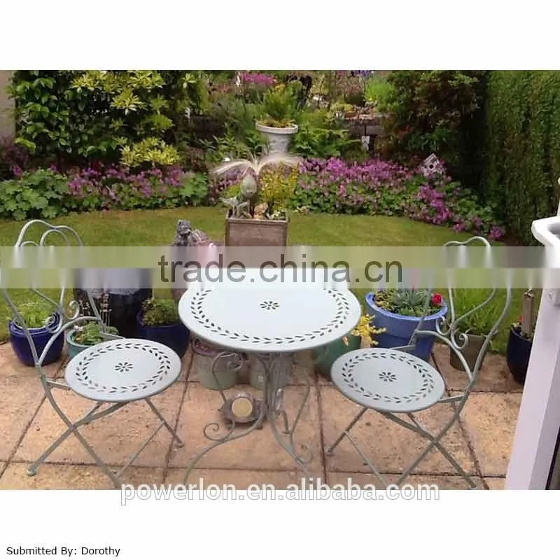 Lovely stylish wrought iron patio set outdoor furniture 2 chairs 60cm round