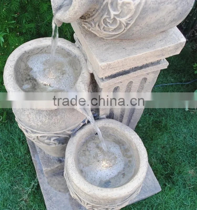 Hotsale Three Jars Polyresin LED Fengshui Products Fountain